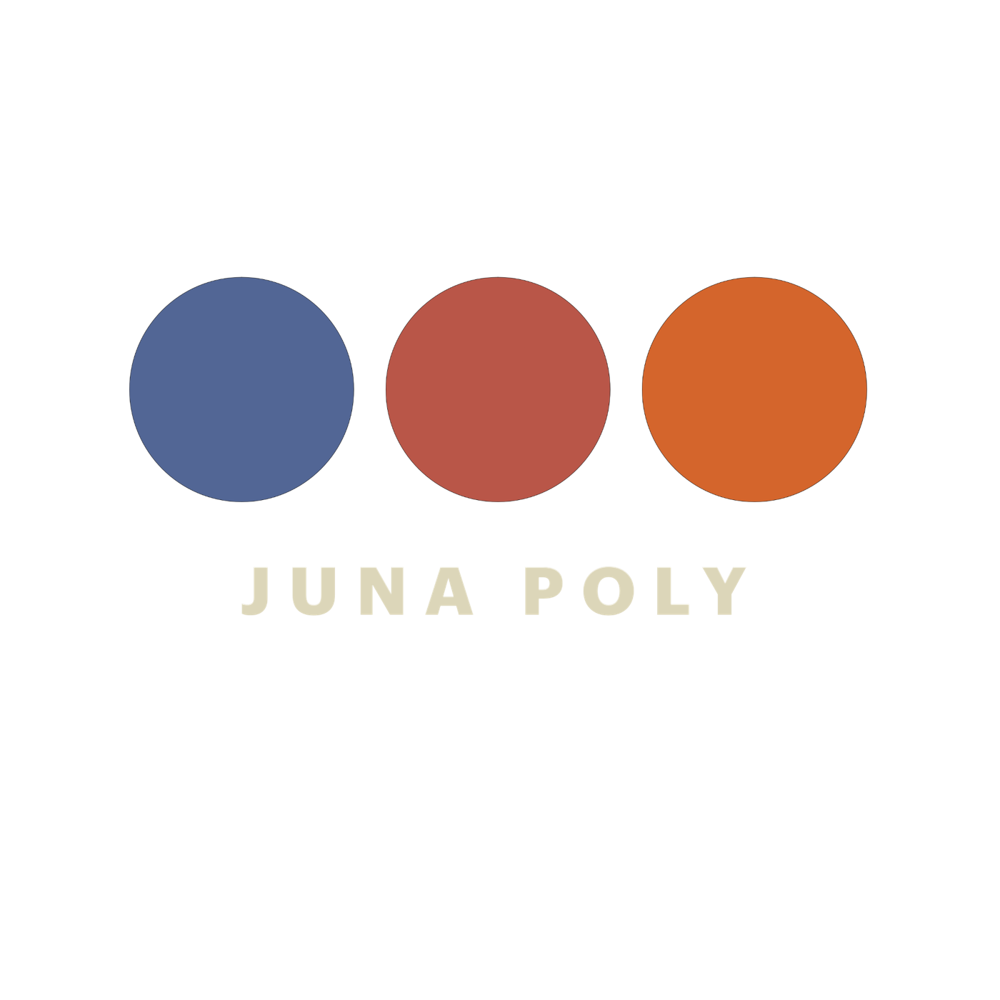 JUNA POLY logo: blue, red and orange circles above the label name